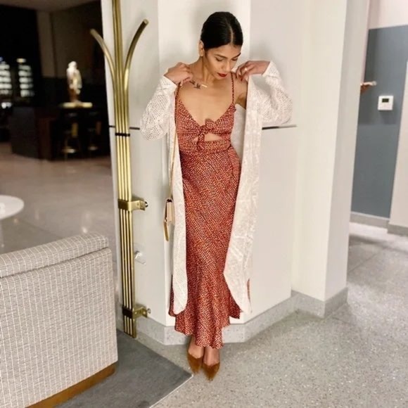 Petal & Pup Bethan Red Polka Dot Tie Front Midi Dress Size 4 - Picture 1 of 6